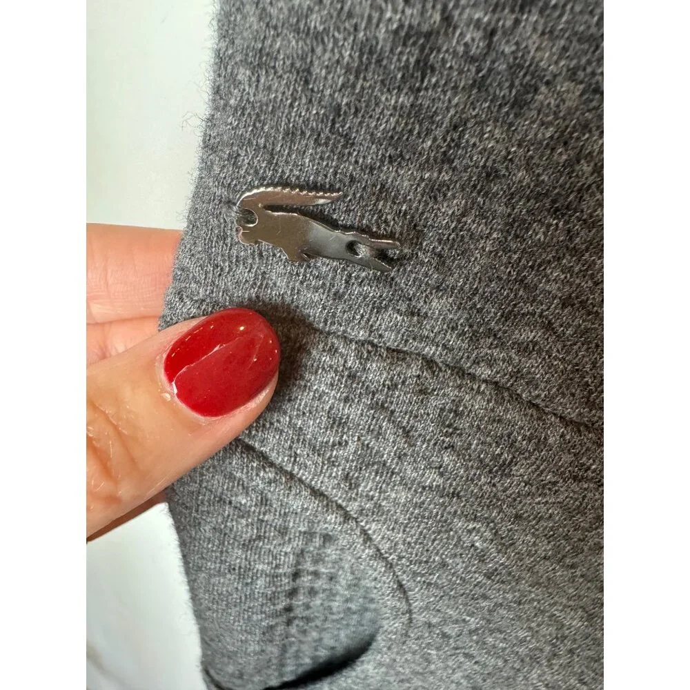 Lacoste Dress Women XS Gray Quilted Cowl Neck Marcassin‎ Sweatshirt Mini Preppy